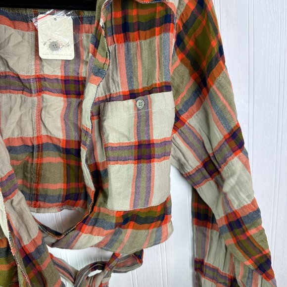 We The Free One Way Plaid Wrap Shirt By Free People Size Medium NWT - Picture 6 of 7